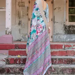 ALMAARI FASHION Floral Printed Jamdani Saree image 3