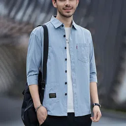 StyleCast Men Solid Spread Collar Cotton Casual Shirt-picture-22