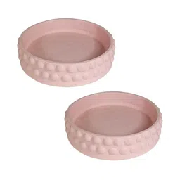LASAKI Bubble 2Pcs Pink Ceramic Lightweight Round Small Flower Planter Trays-picture-33