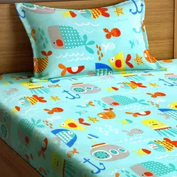 Aura Blue & Red Cartoon Characters Printed 350 TC Single Bedsheet Set 2.15 m x 1.50 m image 4
