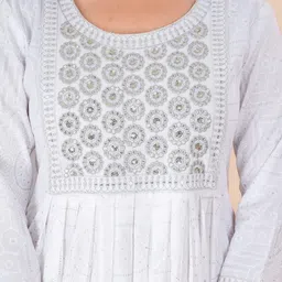 aayusika Women Embroidered Anarkali Pleated Kurta & Trousers With Dupatta image 2