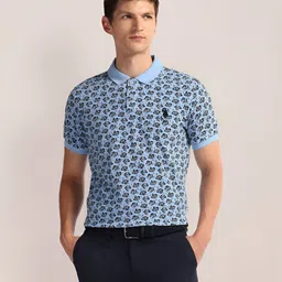 U.S. Polo Assn. Men Floral Printed Polo Collar Cotton Slim Fit T-Shirt image 1