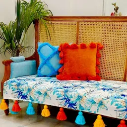 THROWPILLOW Blue & White Printed Polyester 1 Piece Sofa Cover-image-67