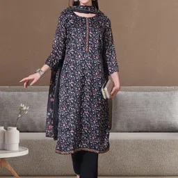Stylee LIFESTYLE Floral Printed Satin Unstitched Dress Material-picture-20