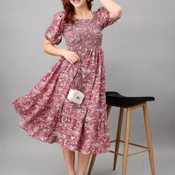 Krunal Raiyani Women Floral Printed Applique Fit & Flare Maxi Dress-image-47