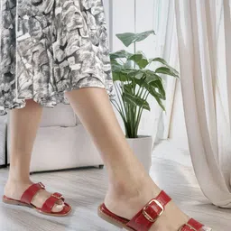 ELLE Women Textured Open Toe Flats image 3