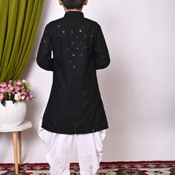 TAKE STYLE Boys Black Cotton Blend Embroidered Kurta Sets image 4