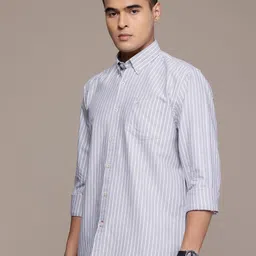 BS BLUE SQUAD Regular Fit Striped Casual Shirt image 4