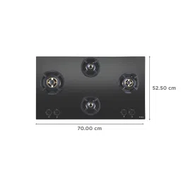 Elica CLASSIC FLEXI FB MFC 4B 70 MT Glass Top 4 Burner Automatic Electric Hob (Round Metallic Knob, Black) image 2