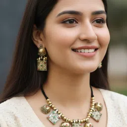 VIVAZS Gold-Plated Stones Studded & Beaded Jewellery Set image 2