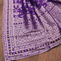 Trendmalls Floral Woven Design Jacquard Silk Dupatta With Zari image 4