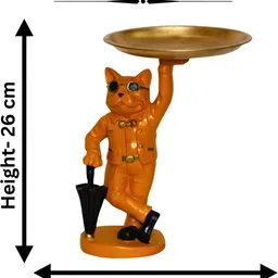 MISS PEACH Orange & Gold Toned Dog Statue Showpiece image 5