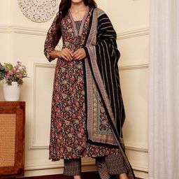 all about you Floral Printed V Neck A Line Kurta With Trousers & Dupatta-picture-14
