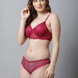 samvar Women Maroon,Brown Cotton Bra Panty Set for Lingerie Set Undergarments Pack of 2-picture-31