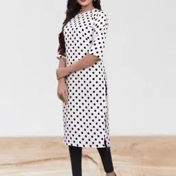 KANUDA Women White Crepe Straight Kurtas-image-34