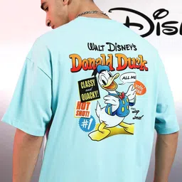 HIGHLANDER Men Graphic Printed Round Neck Cotton Oversized Donald Duck Tshirt-picture-22