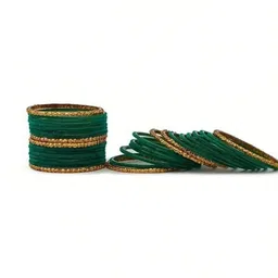Adiba Fashion Factory Set Of 10 Green Glass Artificial Stones Bangle image 2