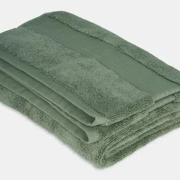 Living scapes by Pantaloons Green Self Designed Cotton 550 GSM Bath Towel image 5