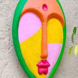 CRAFTOOBA Wooden Abstract Face Design Wall Mask 9.5 Inch-picture-51