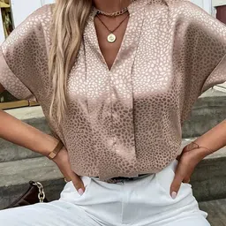 LULU & SKY Women Geometric Printed Mandarin Collar Top image 3