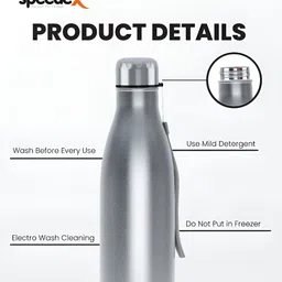 Speedex Silver-Toned Set of 2 Stainless Steel Solid Water Bottle image 4