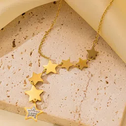 BLACKBOX Gold-Plated Stainless Steel Cubic Zirconia Studded Necklace image 5