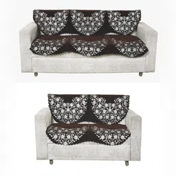 Fashion Throw Coffee Brown & White Printed Jacquard 4 Piece Sofa Cover-image-36