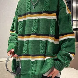 StyleCast x Revolte Cable Knit Striped Acrylic Pullover image 4