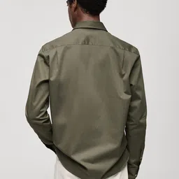 MANGO MAN Regular Fit Pure Cotton Solid Shirt image 3