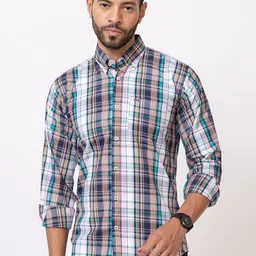 MODERNITY Men Comfort Slim Fit Tartan Checks Shirt-image-12