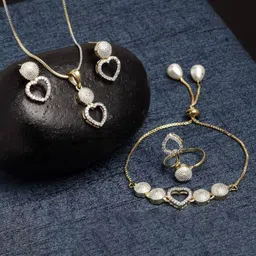 dressberry Anouk Gold-Plated Stone-Studded Heart Designed Jewellery Set-picture-25