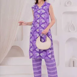 OH MI DIOS Floral Printed Pure Cotton Straight Kurta with Trousers-picture-10