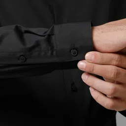 The Collection Men Classic Slim Fit Solid Spread Collar Satin Formal Shirt image 3