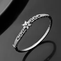 Voylla Women Brass Cubic Zirconia Rhodium-Plated Cuff Bracelet-picture-31