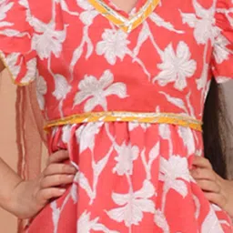 Cutiekins Girls Floral Printed Regular Gotta Patti Kurta with Sharara & Dupatta image 5