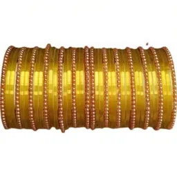 Adiba Fashion Factory Yellow Glass Artificial Stones & Beads Bangle-picture-32