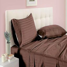 tundwal's Brown Striped Printed Microfiber 210 TC Queen Bedsheet Sets - 2.23 m x 1.45 m-picture-42