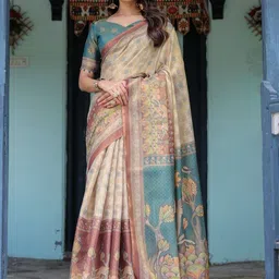 ALMAARI FASHION Ethnic Motifs Pure Cotton Kanjeevaram Saree-picture-17