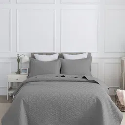 URBAN DREAM 3Pcs Grey Quilted Cotton Double Queen Bed Covers-picture-26
