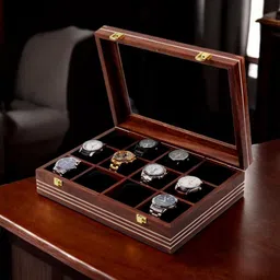 Creation India Craft Brown 12 Slots Watch Organiser Box image 3