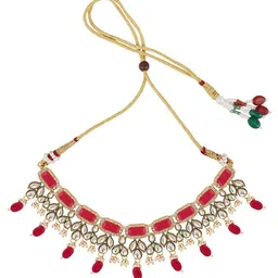 Anouk  Gold-Plated Kundan-Studded & Beaded Jewellery Set image 3