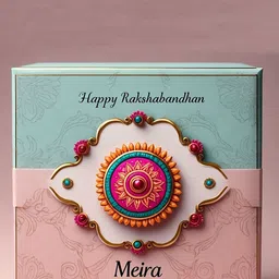 MEIRA JEWELLERY Set Of 2 Rakhi With Roli Chawal & Card image 4