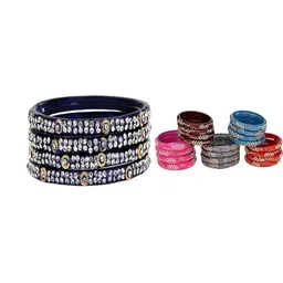 SOMIL Set of 36 Artificial Stones Studded Ethnic Slip-On Bangles-picture-39