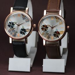 VIRAKTI Women Brass Printed Dial & Leather Bracelet Style Straps Analogue Watch-picture-47