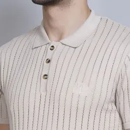 PULAKIN Self Design Polo Collar Pure Cotton T-Shirt image 2