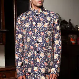 PATR Printed Mandarin Collar Neck Woven Nehru Jacket image 3