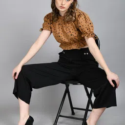 DressBerry Women Printed Puff Sleeves Blouson Crop Top image 4