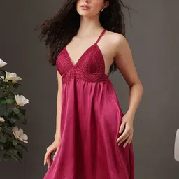 Clovia Women Self Design Baby Doll image 3