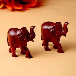 RDK Set Of 2 Red Natural Handmade Red Sandalwood Elephant Showpieces-picture-18