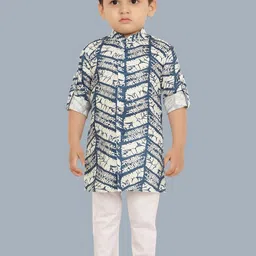 Little Desi Boys Printed Regular Pure Cotton Kurta with Trousers-picture-39